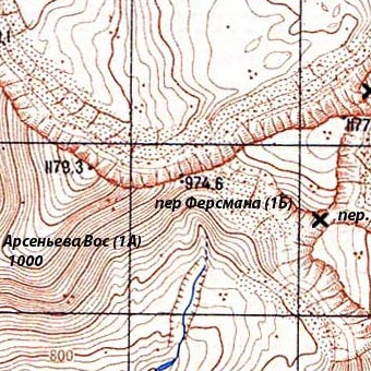 Карта перевала Ферсмана  и окрестностей